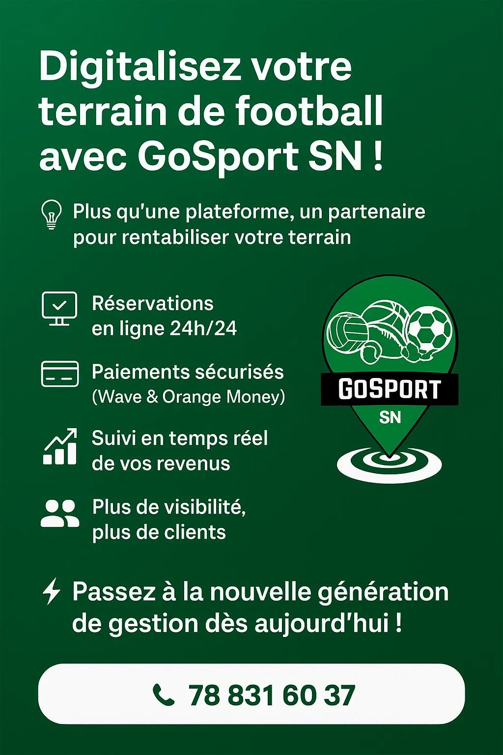 GoSport - La plateforme n°1 de réservation de terrains de sport au Sénégal